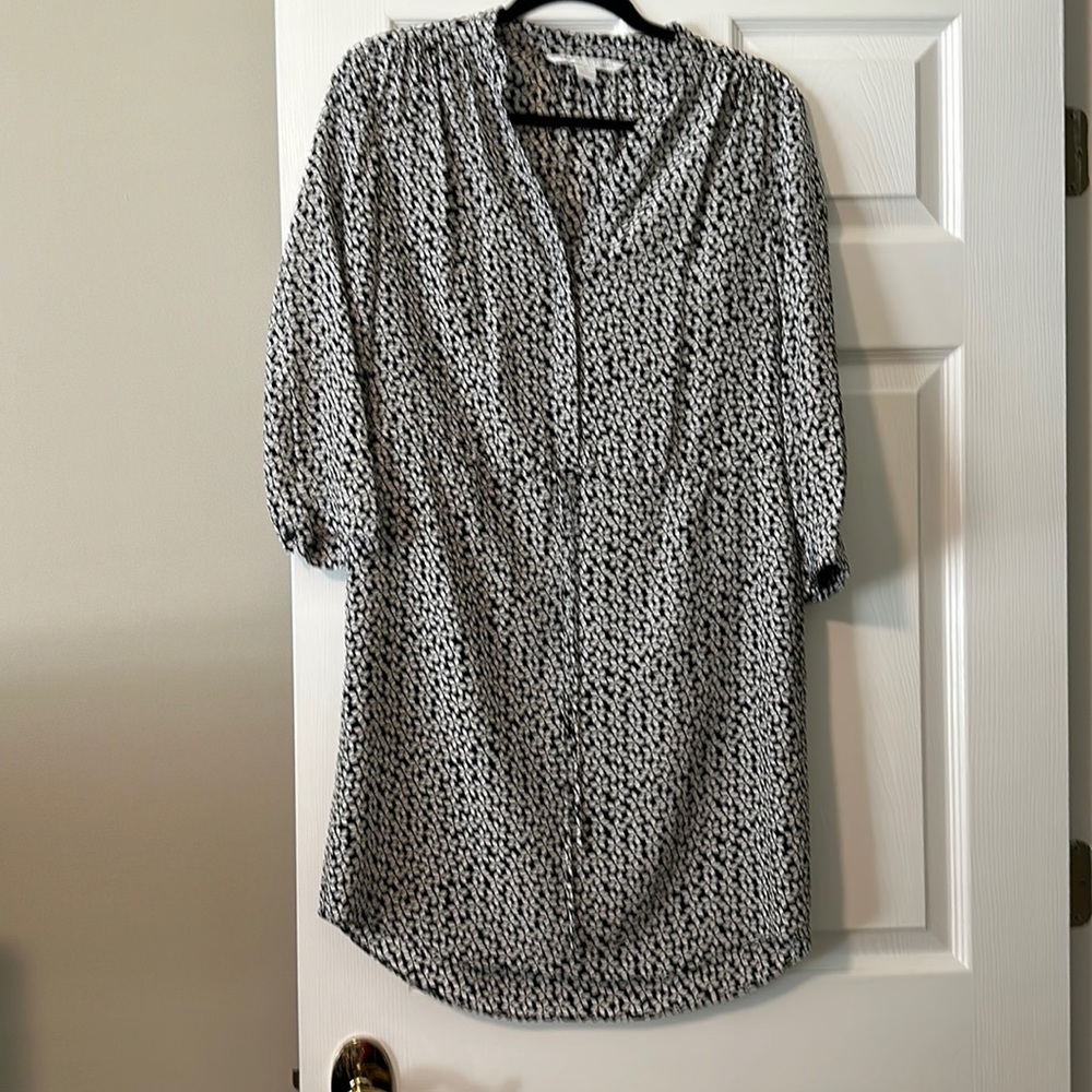 Diane von Furstenberg Size 6 Black and White Floral Dress